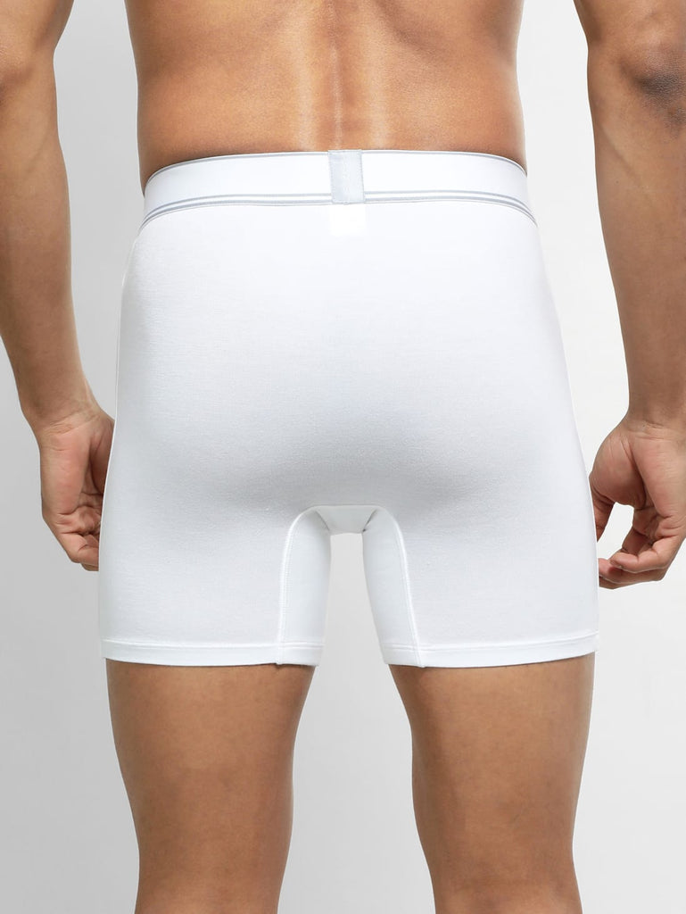 White Jockey Solid Boxer Brief For Men