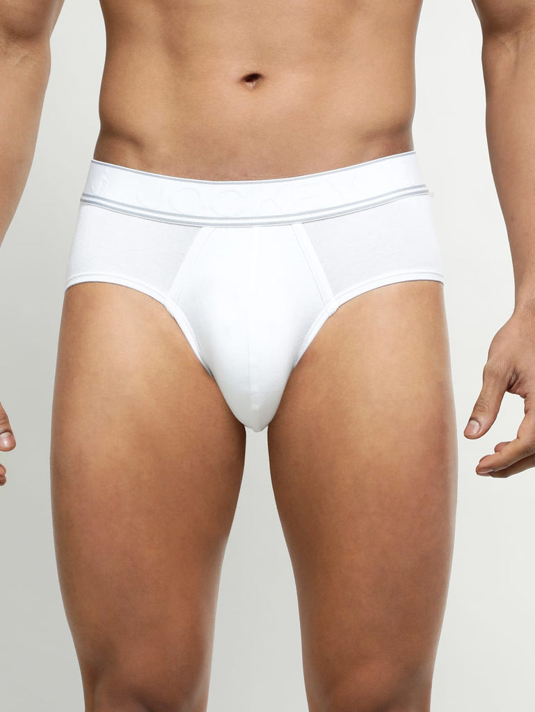 White Jockey Solid Brief For Men