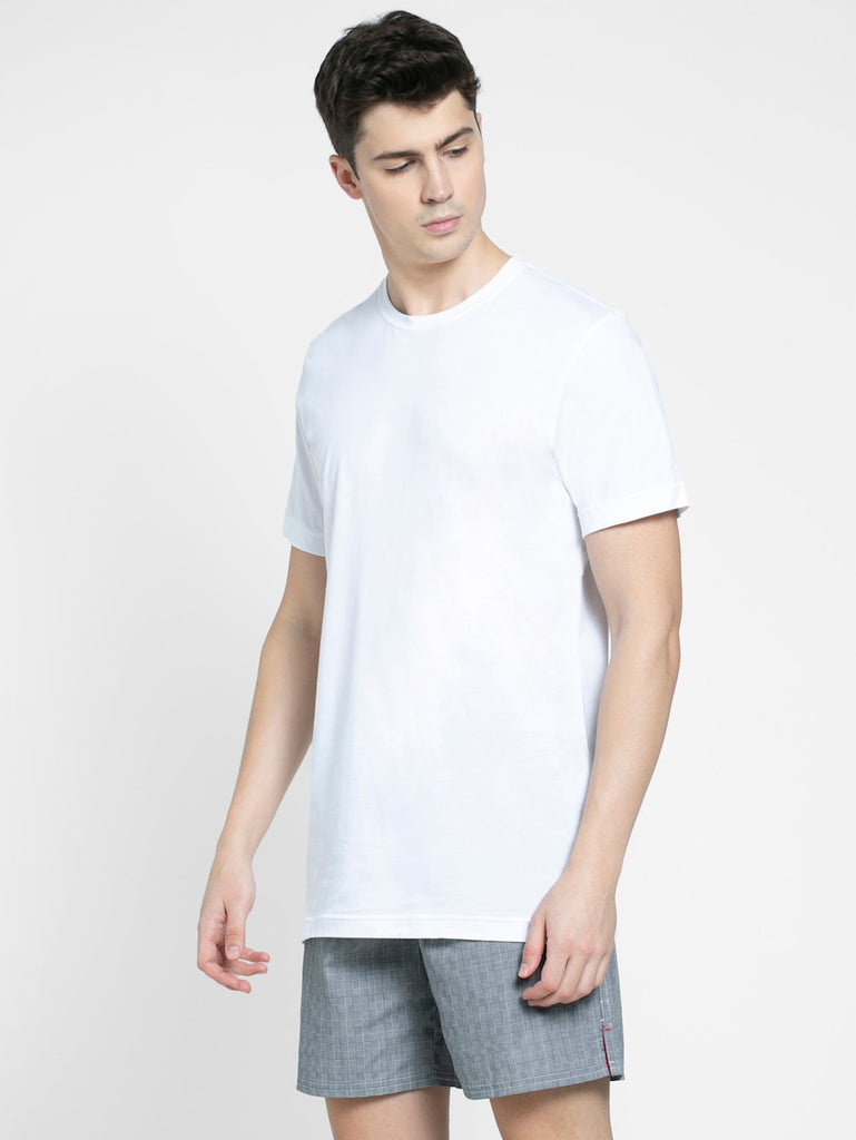 White Jockey Cotton Sleeved inner T-Shirt Vest For Men