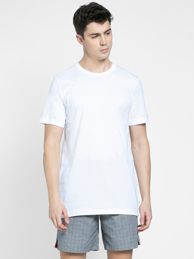 White Jockey Cotton Sleeved inner T-Shirt Vest For Men