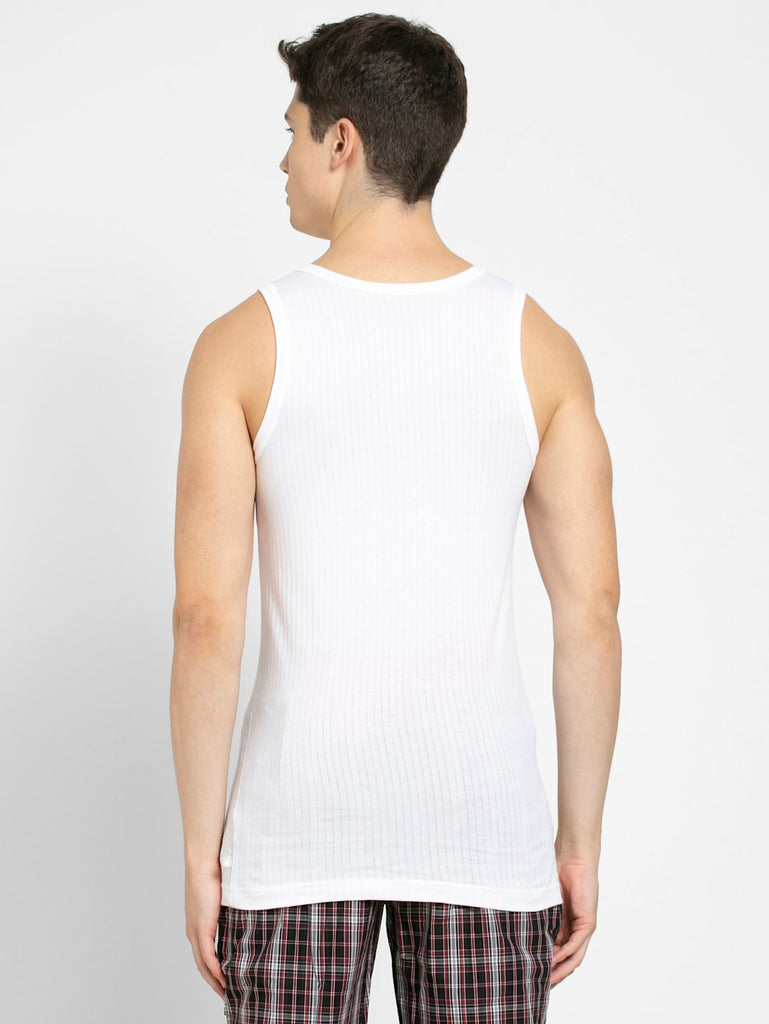 JOCKEY Men's Cotton Round Neck Sleeveless Vest - White (Pack of 2)