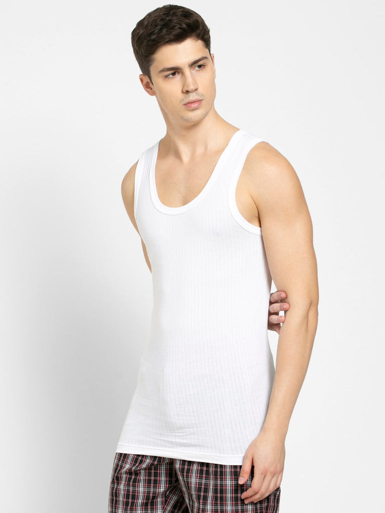 JOCKEY Men's Cotton Round Neck Sleeveless Vest - White (Pack of 2)