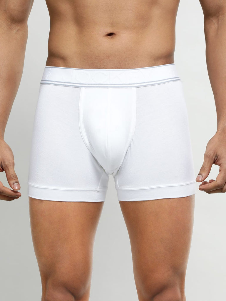 White Jockey Elastane Stretch Solid Trunk Underwear For Men