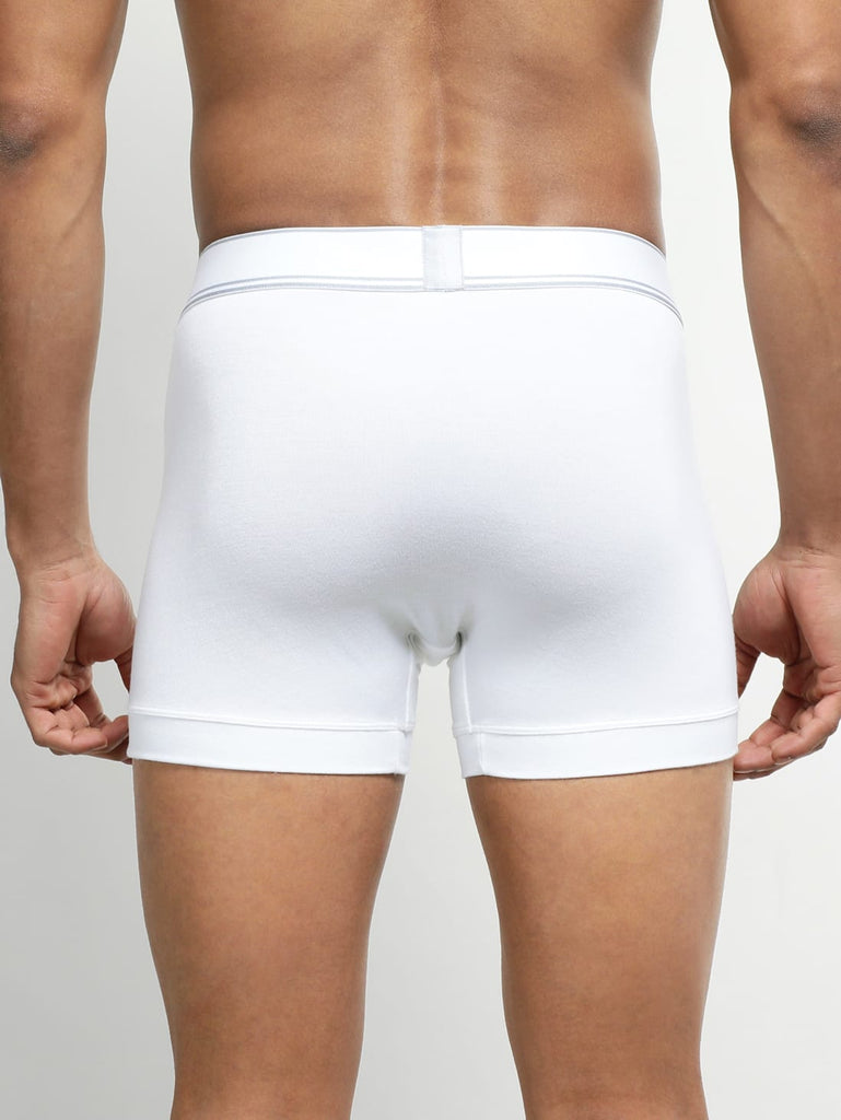 White Jockey Elastane Stretch Solid Trunk Underwear For Men