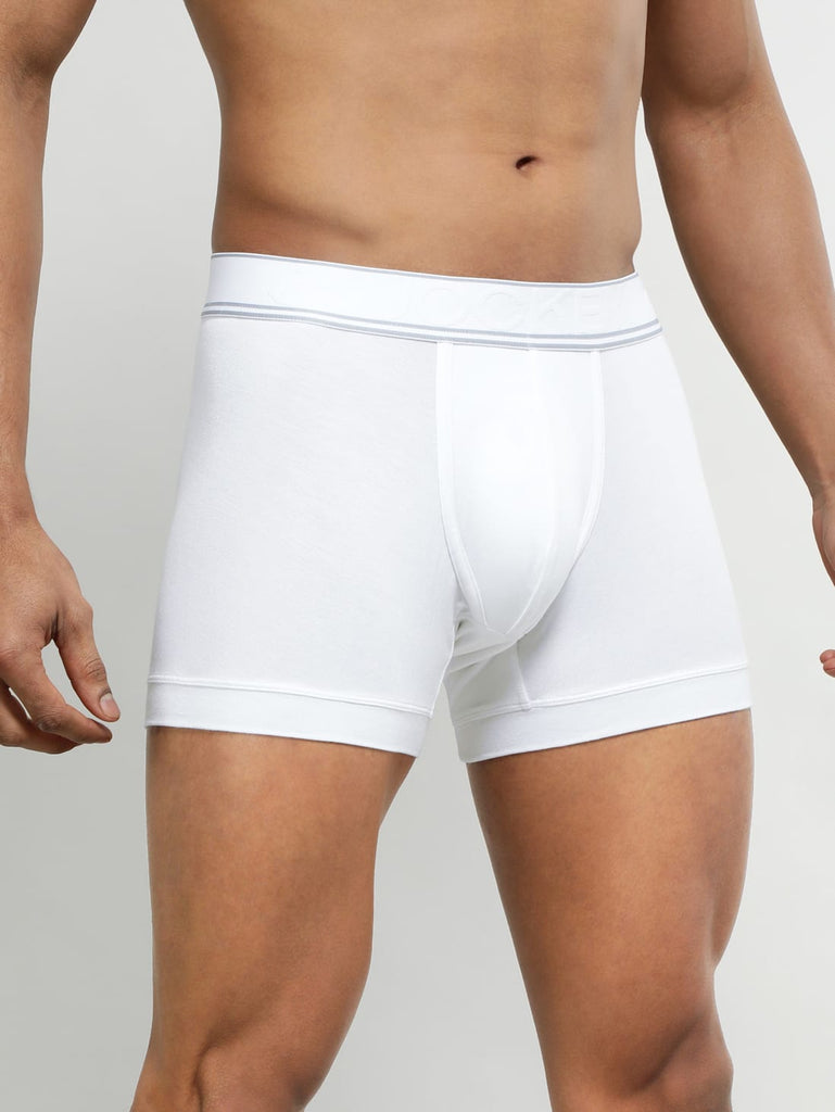 White Jockey Elastane Stretch Solid Trunk Underwear For Men