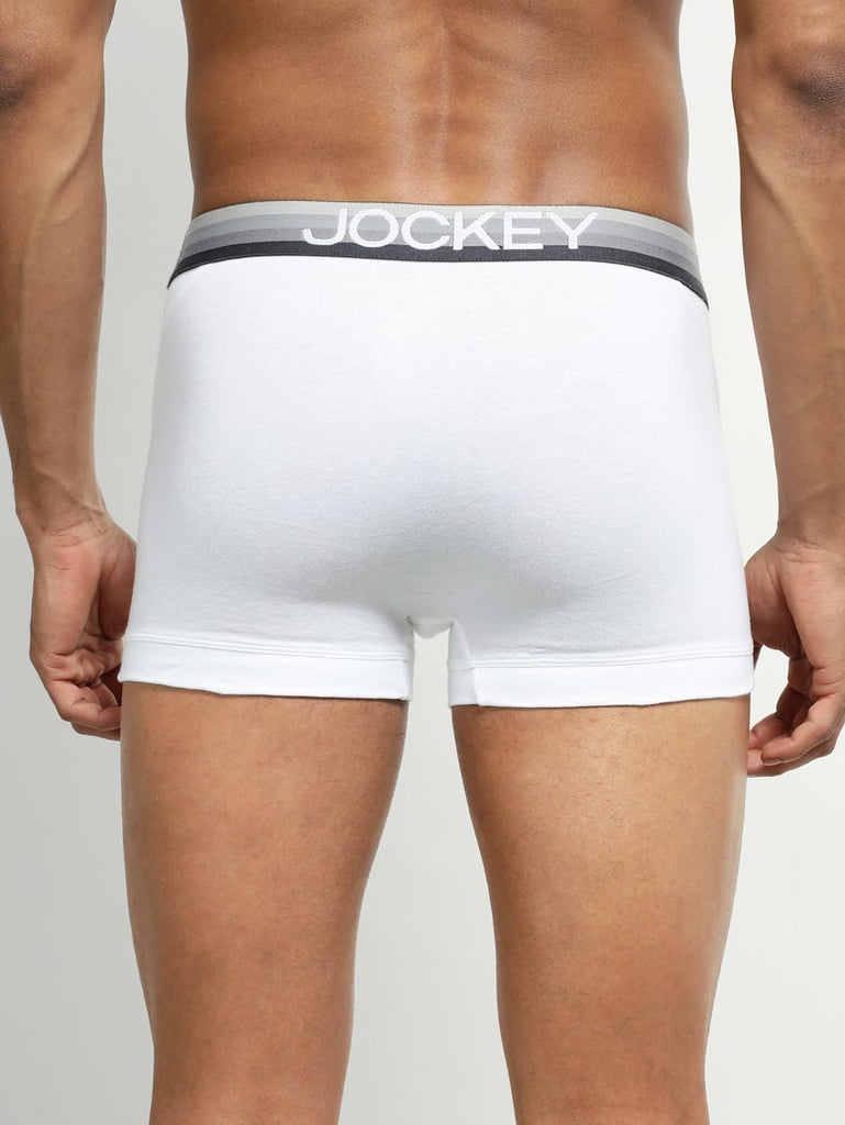 White Jockey Elastane Stretch Solid Trunk Underwear For Men