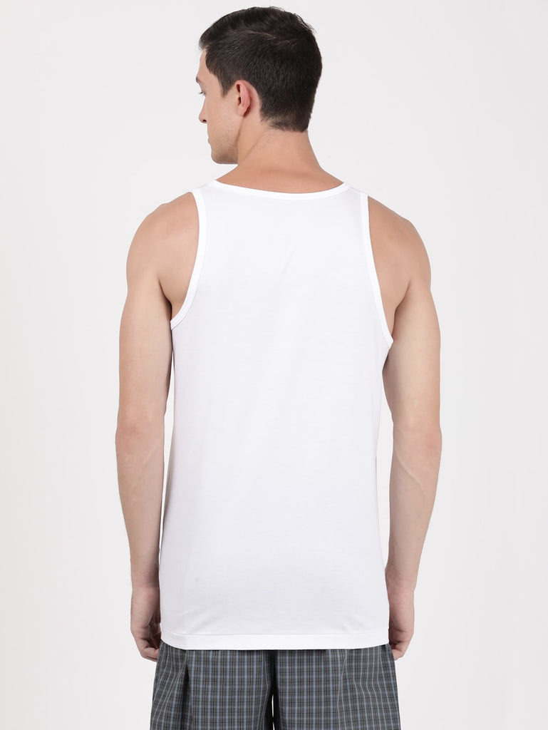 JOCKEY Men's Cotton Round Neck Sleeveless White(Pack of 3).