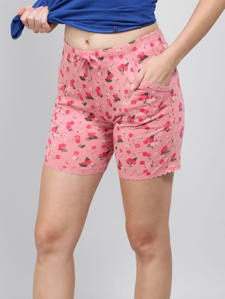 Wild Rose JOCKEY Women's Micro Modal Cotton Relaxed Fit Printed Shorts