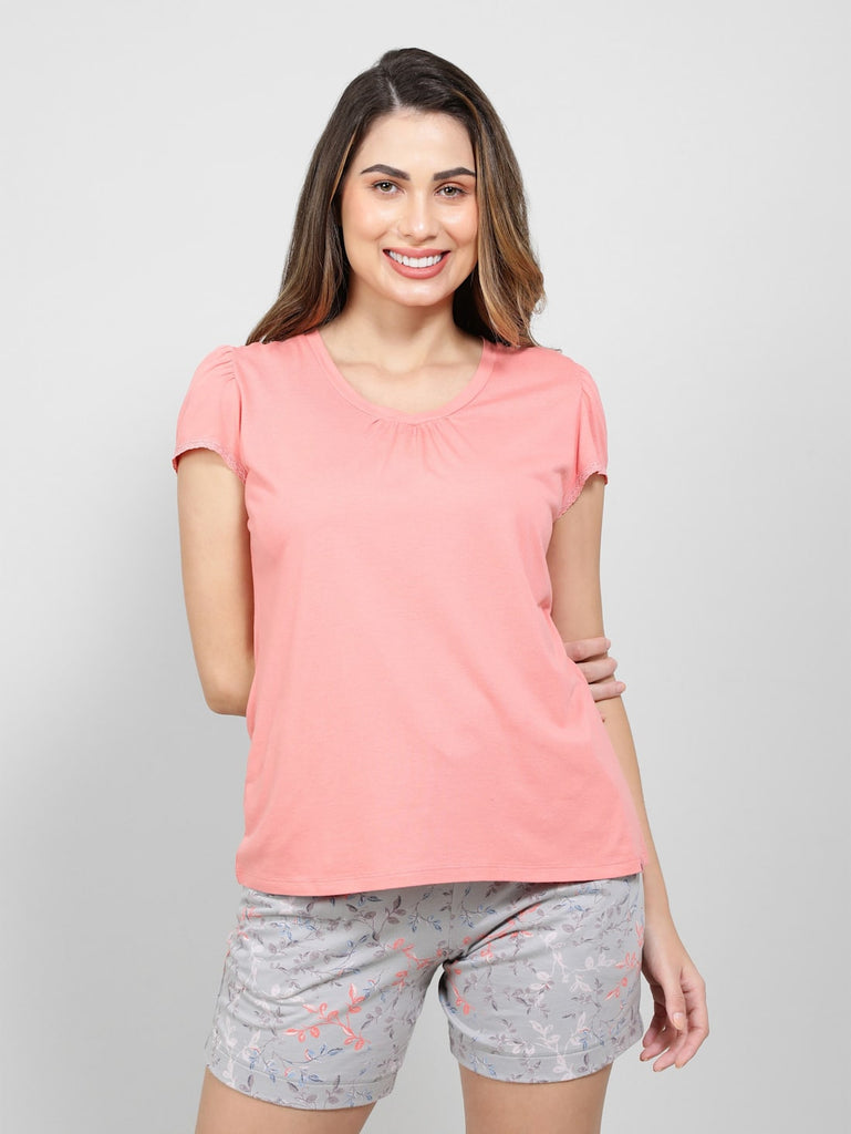 Wild Rose JOCKEY Women's Solid V Neck Half Sleeve T-Shirt