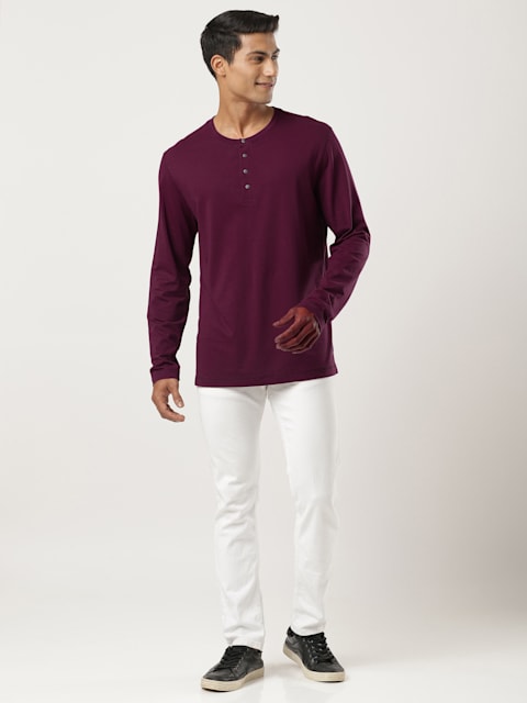 Wine Tasting JOCKEY Men's Solid Full Sleeve Henley T-Shirt