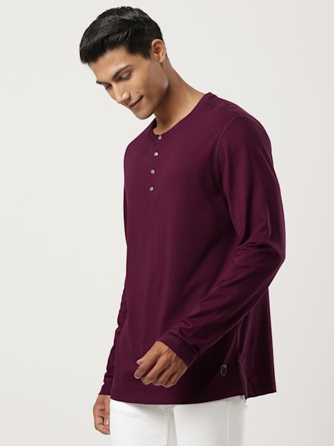 Wine Tasting JOCKEY Men's Solid Full Sleeve Henley T-Shirt