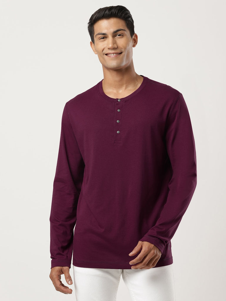 Wine Tasting JOCKEY Men's Solid Full Sleeve Henley T-Shirt