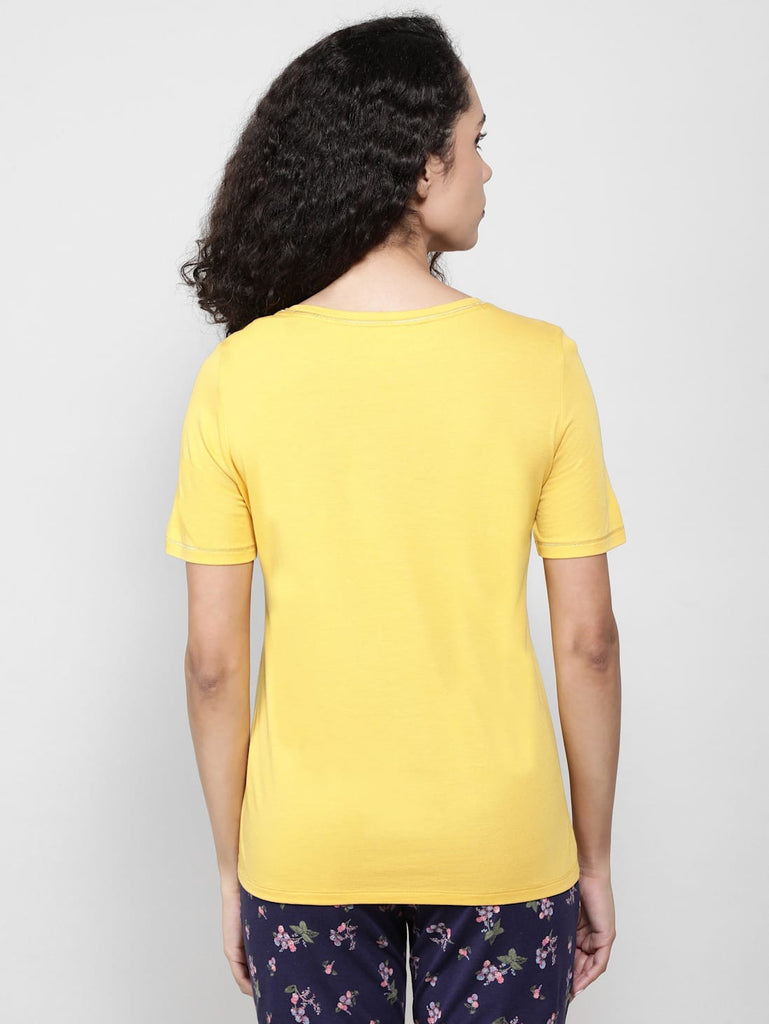 Yolk Yellow JOCKEY Women's Round neck Half Sleeve T-Shirt.