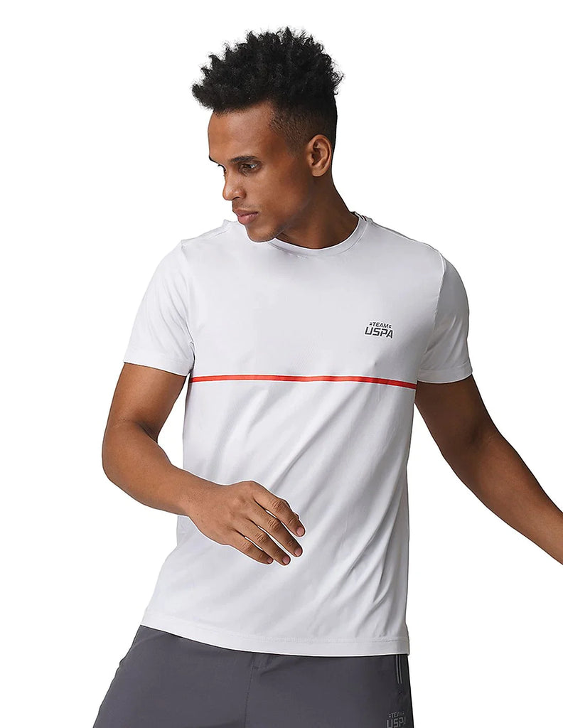 WHITE USPA MEN HALF SLEEVES T-SHIRT