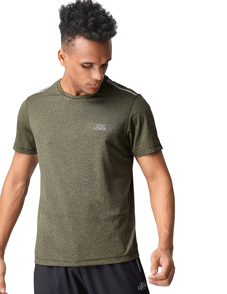 OLIVE USPA MEN HALF SLEEVES SOLID T-SHIRT