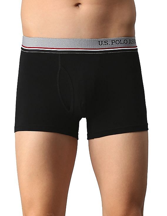 Black USPA Men Solid Trunk Underwear