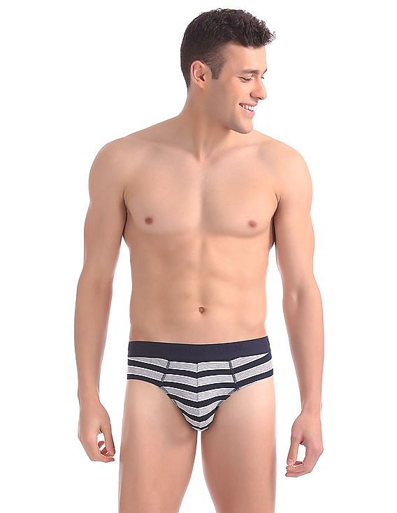 Assorted USPA Mid-rise Soft and durable branded elastic waistband Striped Brief Underwear for men