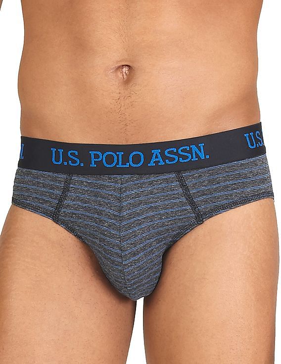 Assorted USPA Mid-rise Soft and durable branded elastic waistband Striped Brief Underwear for men