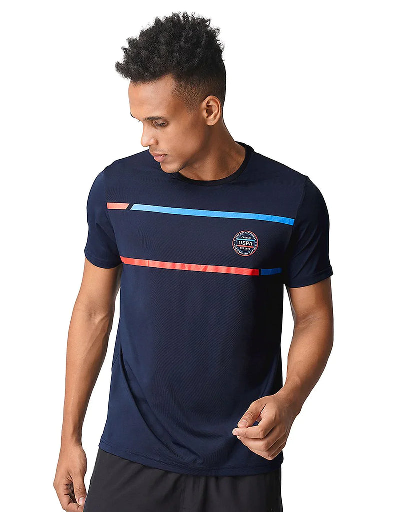 NAVY USPA MEN HALF SLEEVES PRINTED T-SHIRT