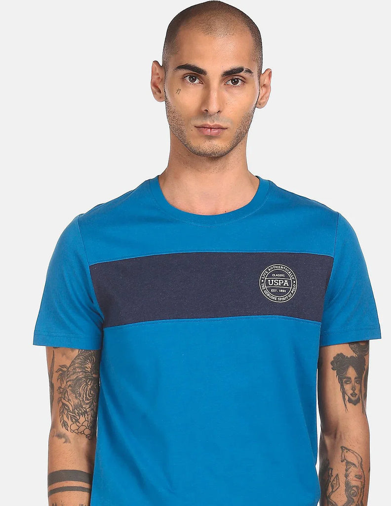 BLUE USPA MEN HALF SLEEVES T-SHIRT