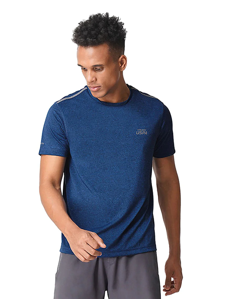 NAVY USPA MEN HALF SLEEVES SOLID T-SHIRT