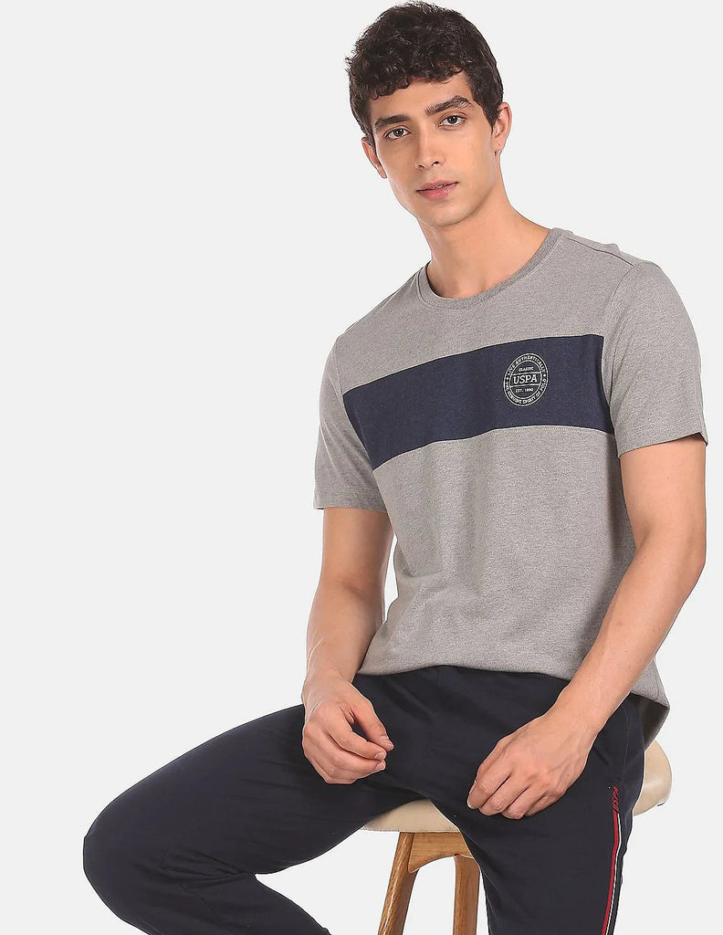 GREY USPA MEN HALF SLEEVES T-SHIRT