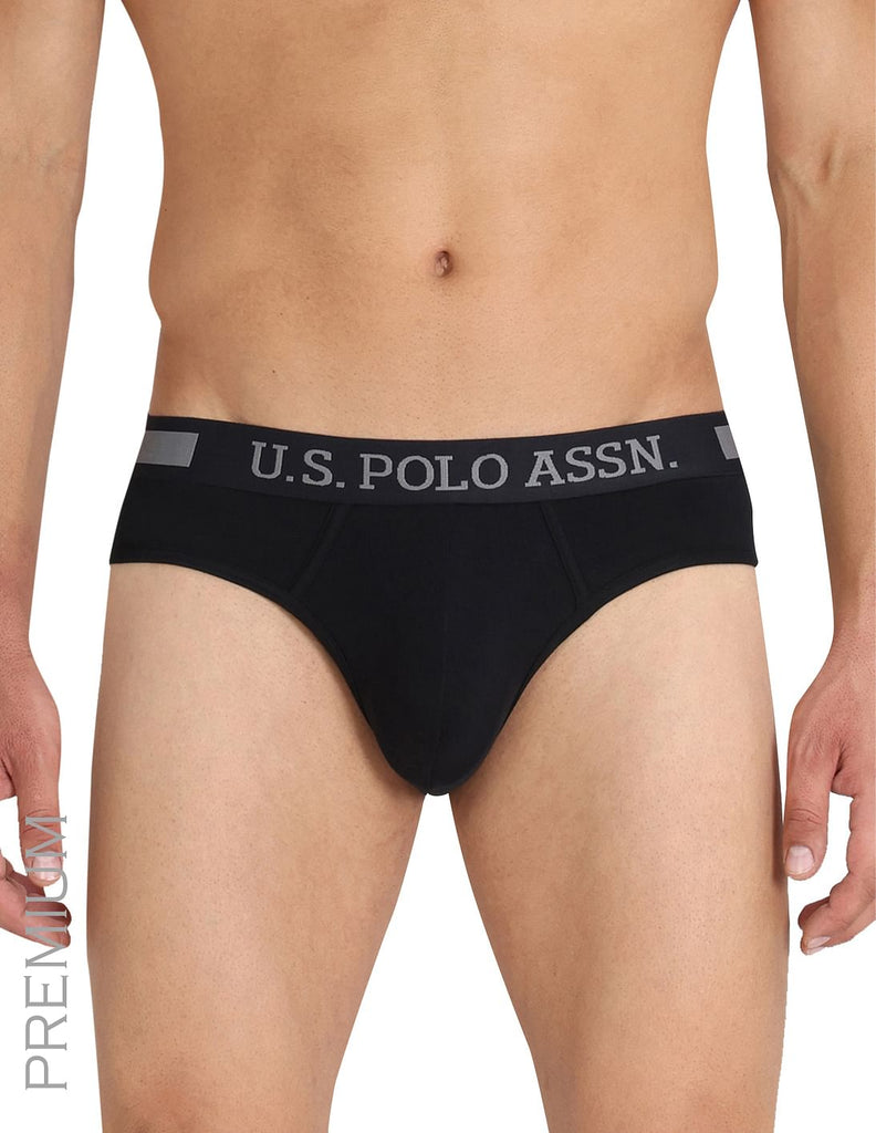 Black USPA Men Solid Brief Underwear