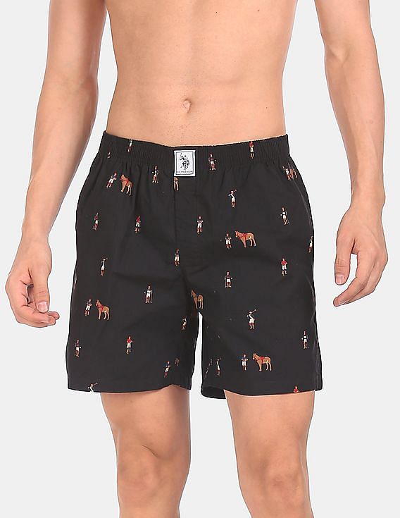 Black USPA INNERWEAR MEN BOXER SHORTS