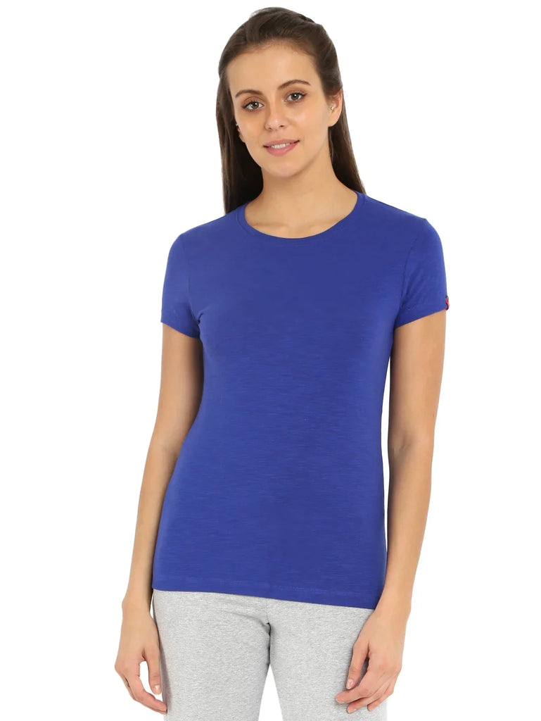 Indigo Crush JOCKEY Women's Regular Fit Solid Round Neck Half Sleeve T-Shirt