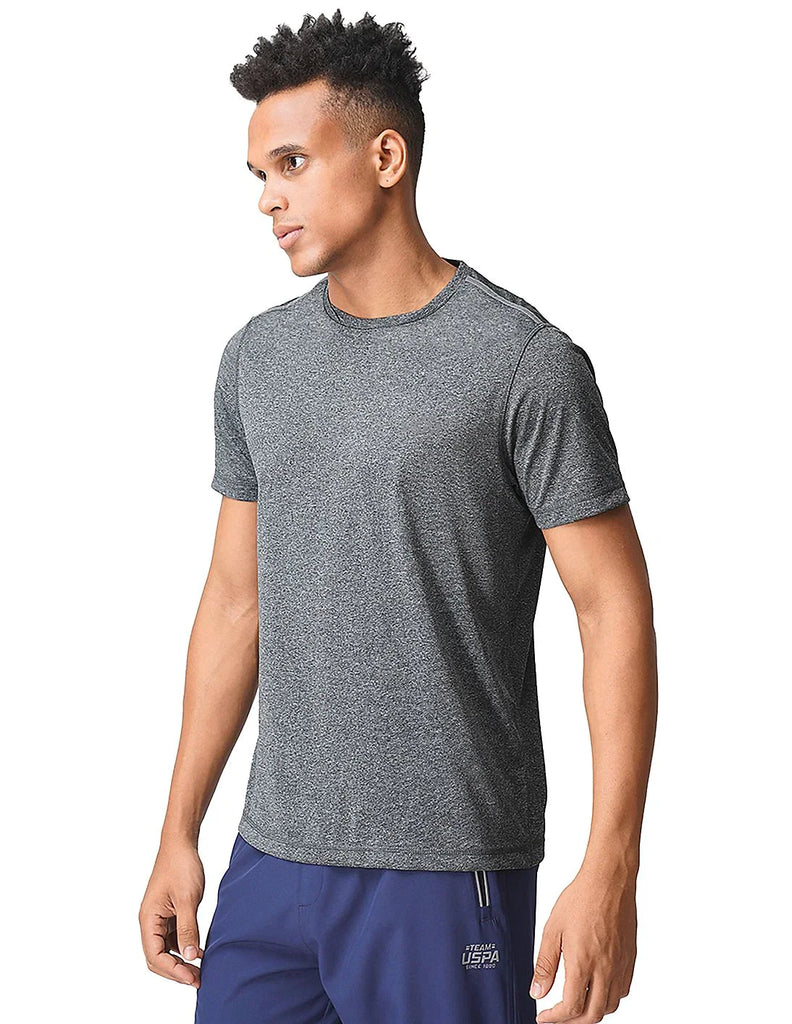 GREY USPA MEN HALF SLEEVES SOLID T-SHIRT