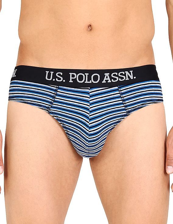 Assorted USPA Mid-rise Soft and durable branded elastic waistband Striped Brief Underwear for men