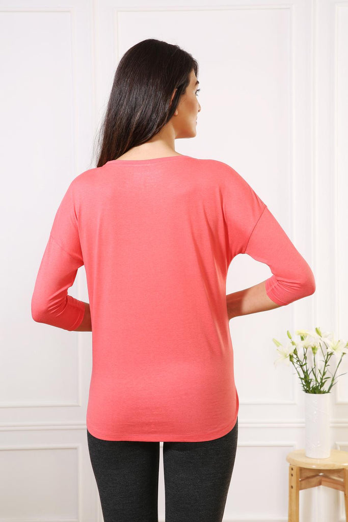 CANDY CORAL VANHEUSEN WOMEN's MODERN 3/4TH SLEEVE TEE