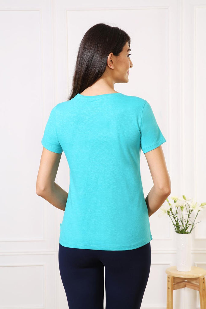 PEACOCK BLUE VanHeusen Women ROUND NECK TEE