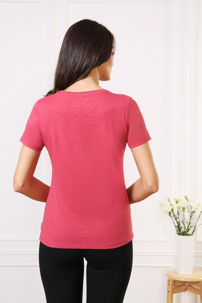 BURNT UMBER VanHeusen Women ROUND NECK TEE