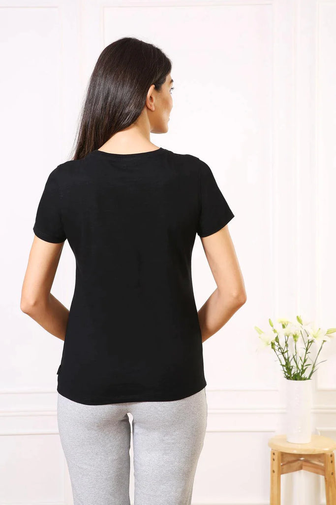 BLACK VanHeusen Women ROUND NECK TEE