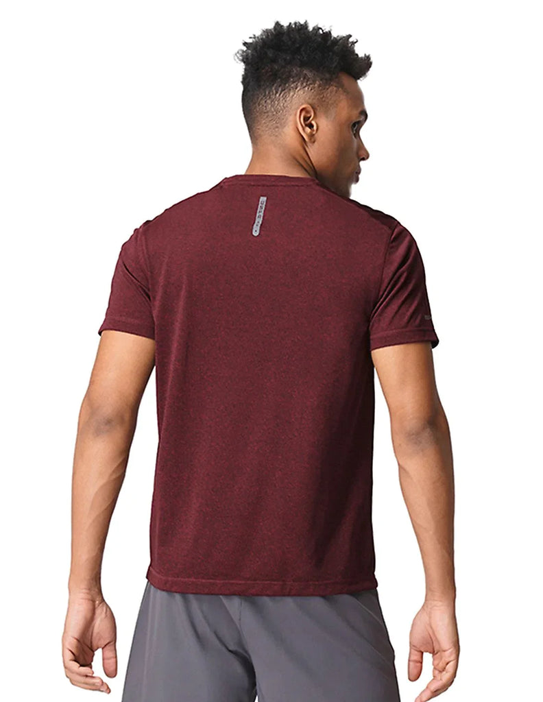 MAROON USPA MEN HALF SLEEVES SOLID T-SHIRT