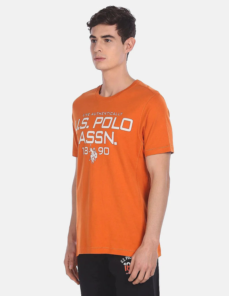 ORANGE USPA MEN HALF SLEEVE T-SHIRT