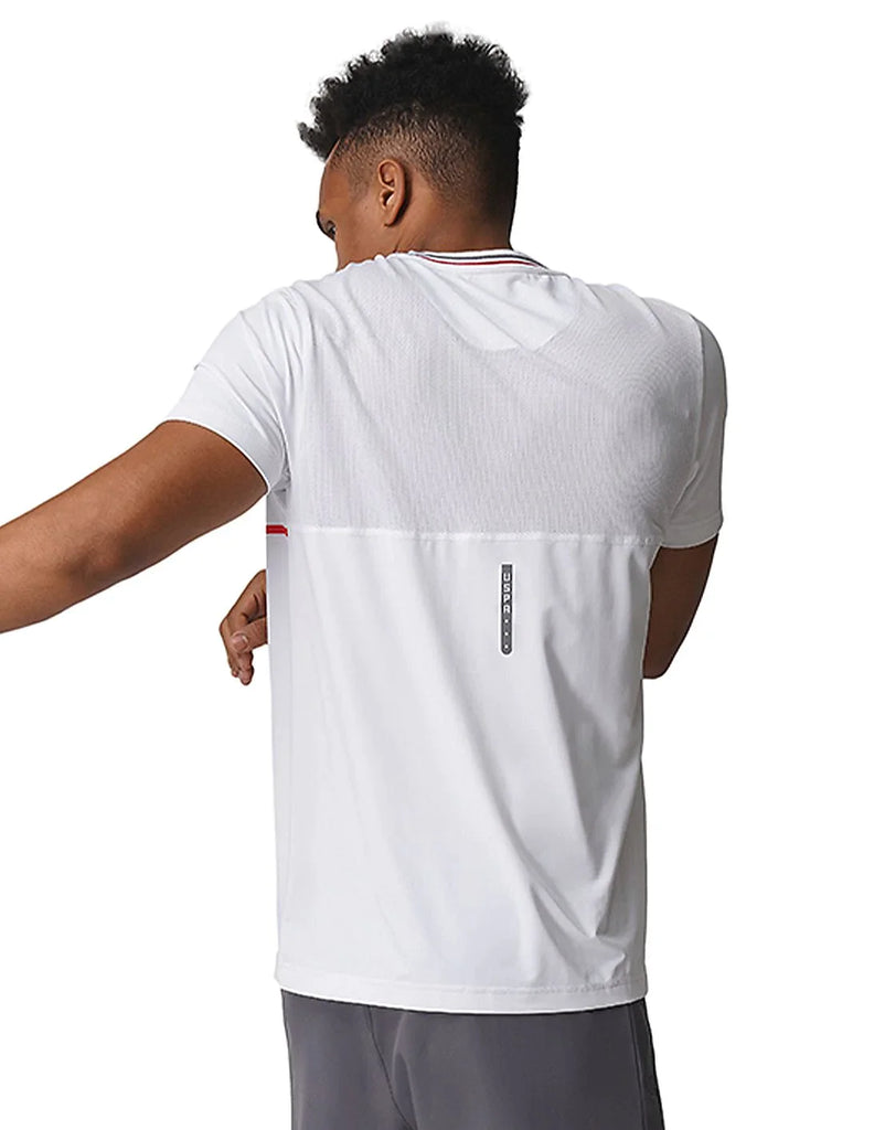 WHITE USPA MEN HALF SLEEVES T-SHIRT