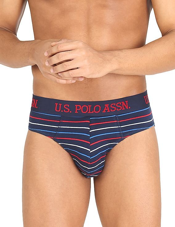 Assorted USPA Mid-rise Soft and durable branded elastic waistband Striped Brief Underwear for men