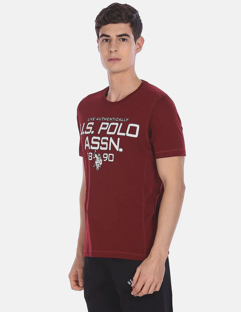 MAROON USPA MEN HALF SLEEVE T-SHIRT