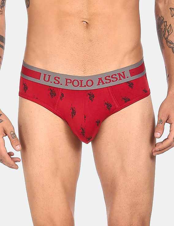 Red USPA I111 Men Printed Brief Underwear