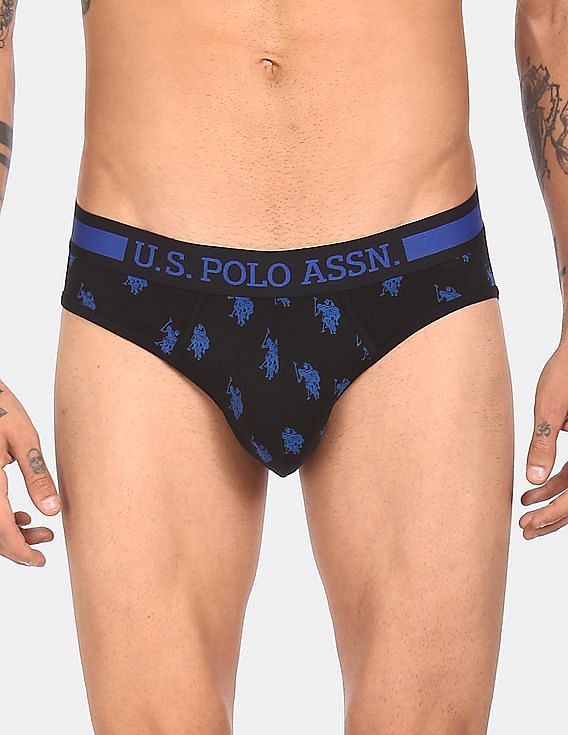 Black USPA I111 Men Printed Brief Underwear