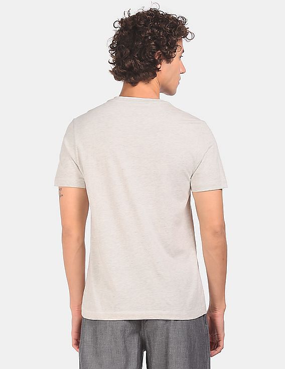 Lt Grey USPA MEN HENLEY NECK T-SHIRT