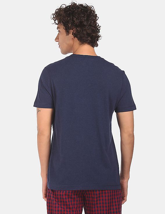 Navy USPA MEN HENLEY NECK T-SHIRT