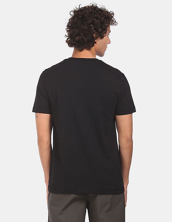 Black USPA MEN HENLEY NECK T-SHIRT