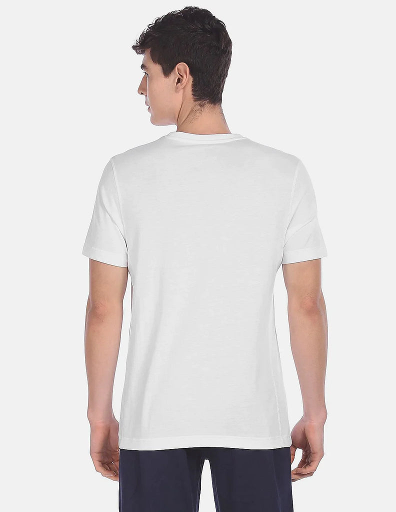 WHITE USPA MEN HALF SLEEVE T-SHIRT