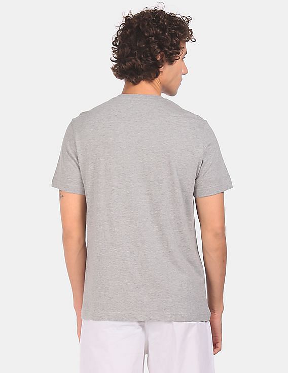 Grey USPA MEN HALF SLEEVES V NECK T-SHIRT