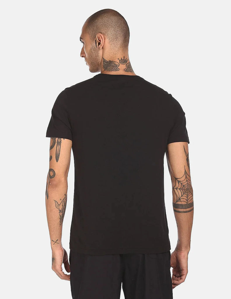 BLACK USPA MEN HALF SLEEVES T-SHIRT