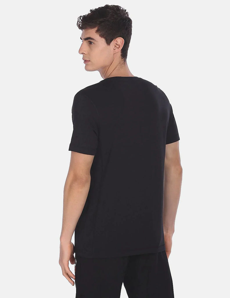 BLACK USPA MEN HALF SLEEVE T-SHIRT