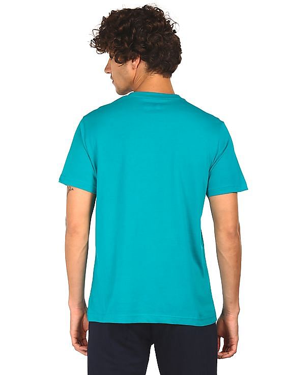 Sea Green USPA MEN HALF SLEEVES V NECK T-SHIRT